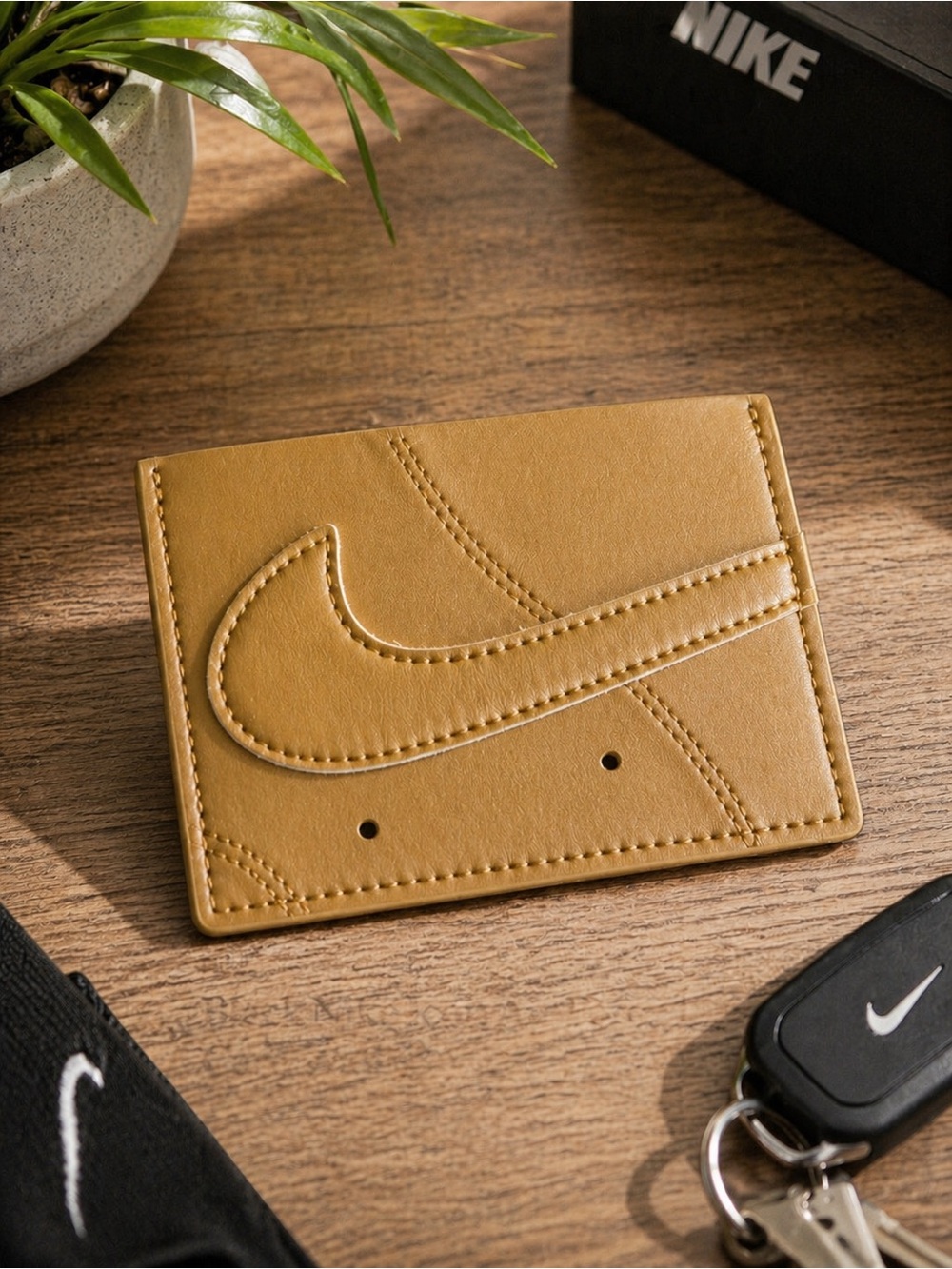 Wheat Nike Icon Air Force 1 Card Wallet